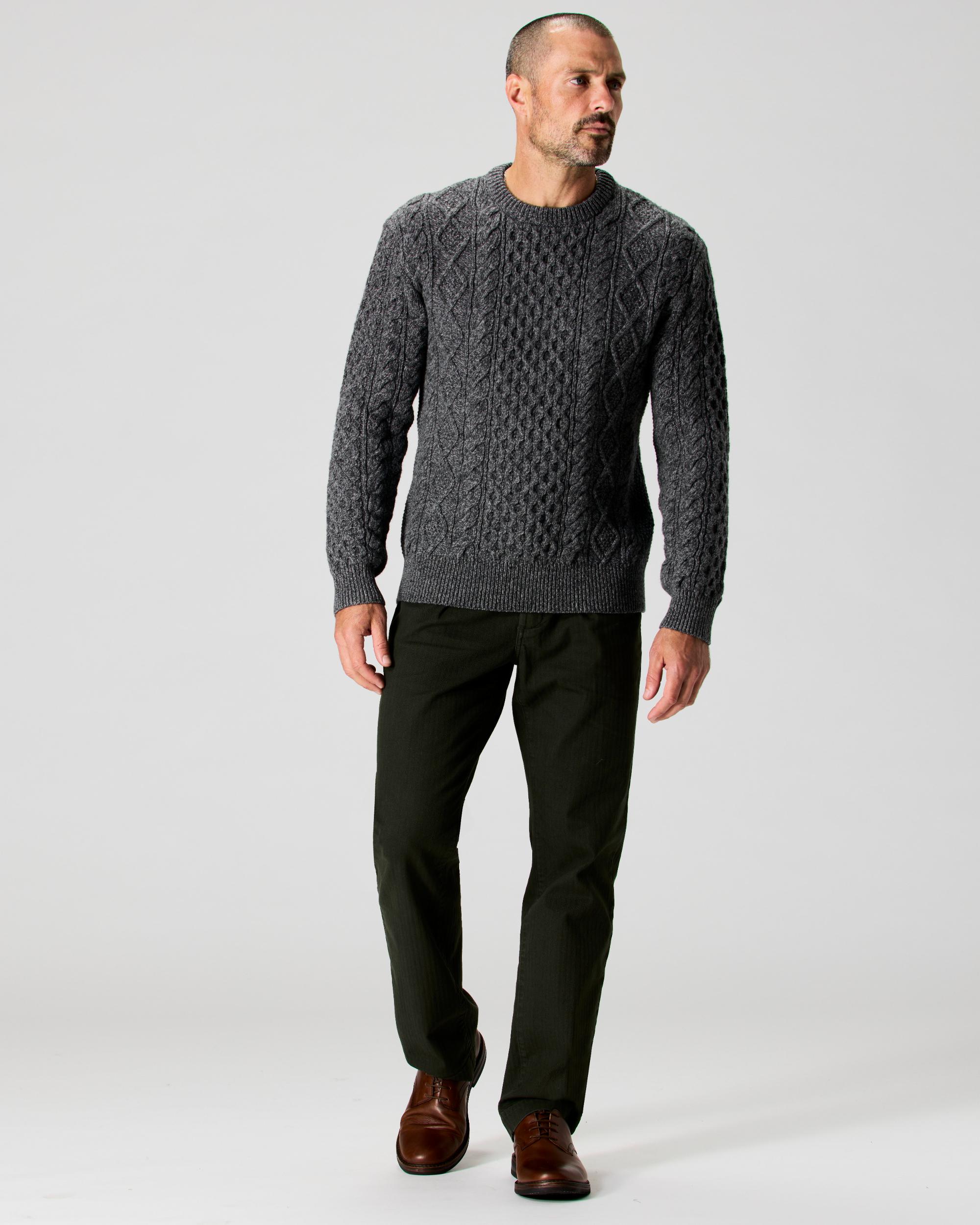 Aran Cable Knit Crewneck Sweater Product Image