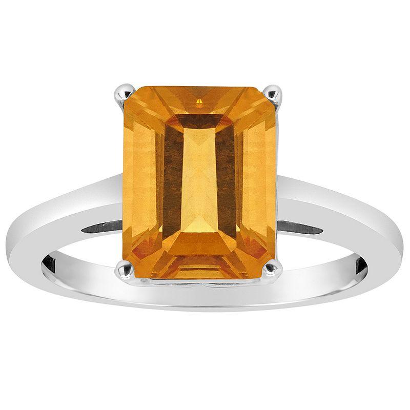 Alyson Layne 14k Gold Emerald Cut Citrine Solitaire Ring, Women's, Size: 9, 14k White Gold Product Image