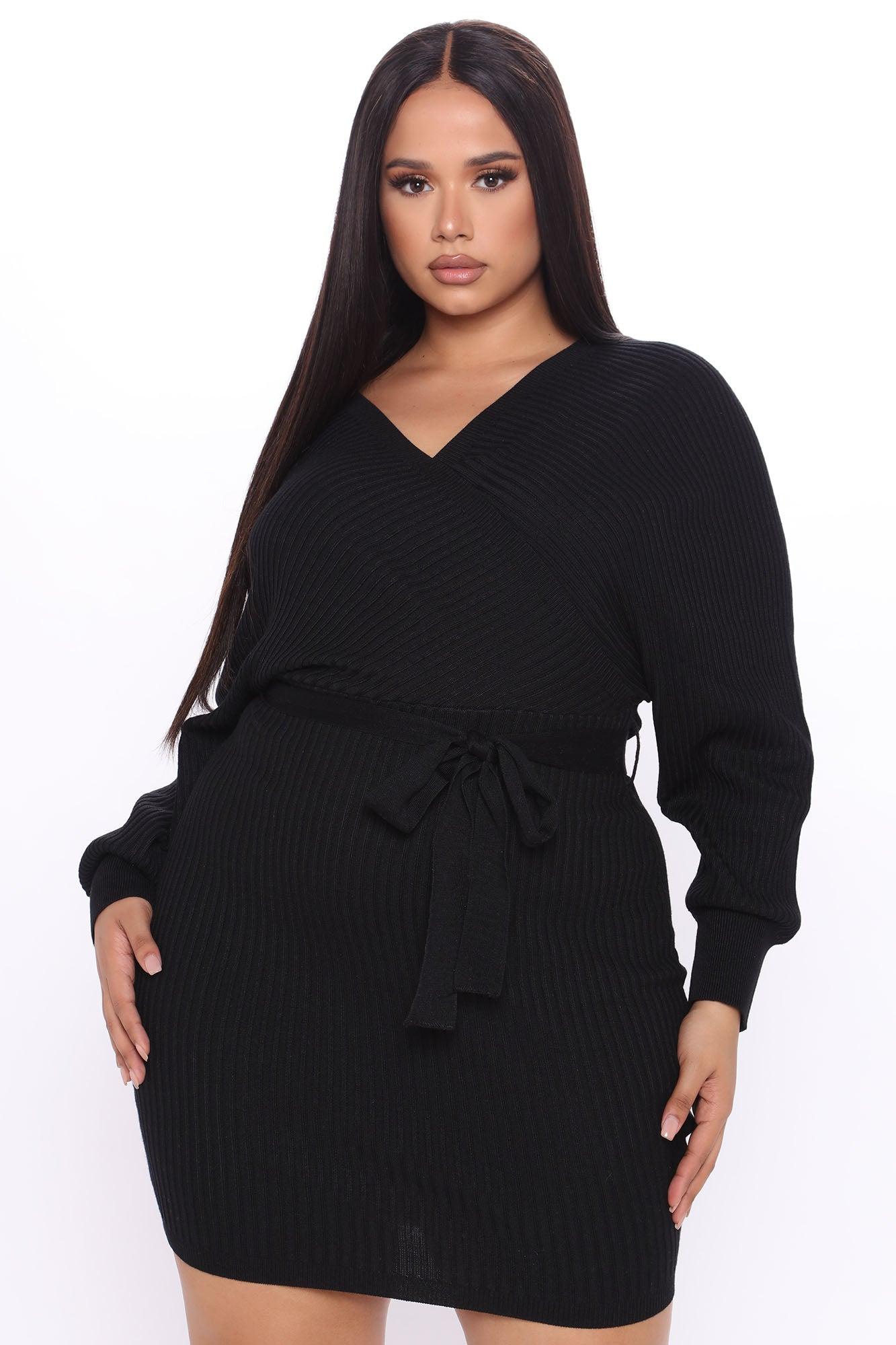 Just Between Us Sweater Dress - Black Female Product Image