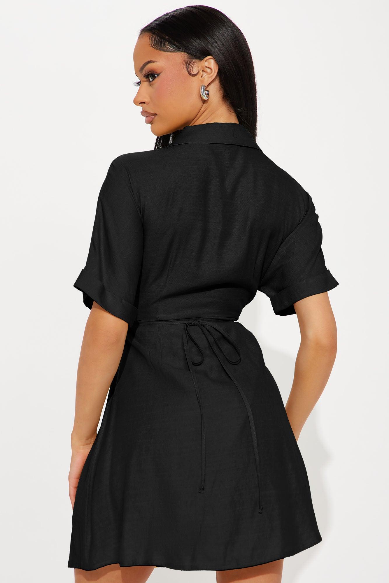 Penny Mini Shirt Dress - Black Female Product Image