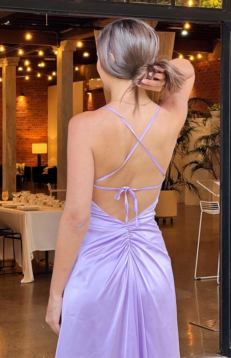 Blaise Lilac Satin Maxi Dress Product Image