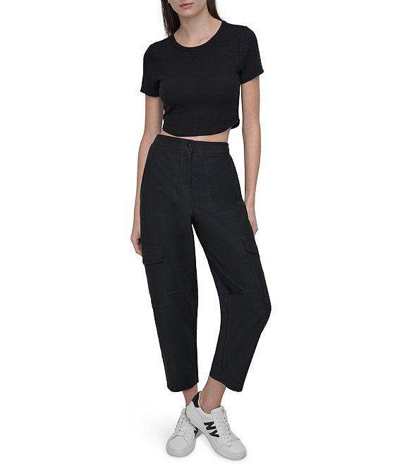 DKNY Sport by Donna Karen Knit Canvas Cargo Ankle Pant Product Image