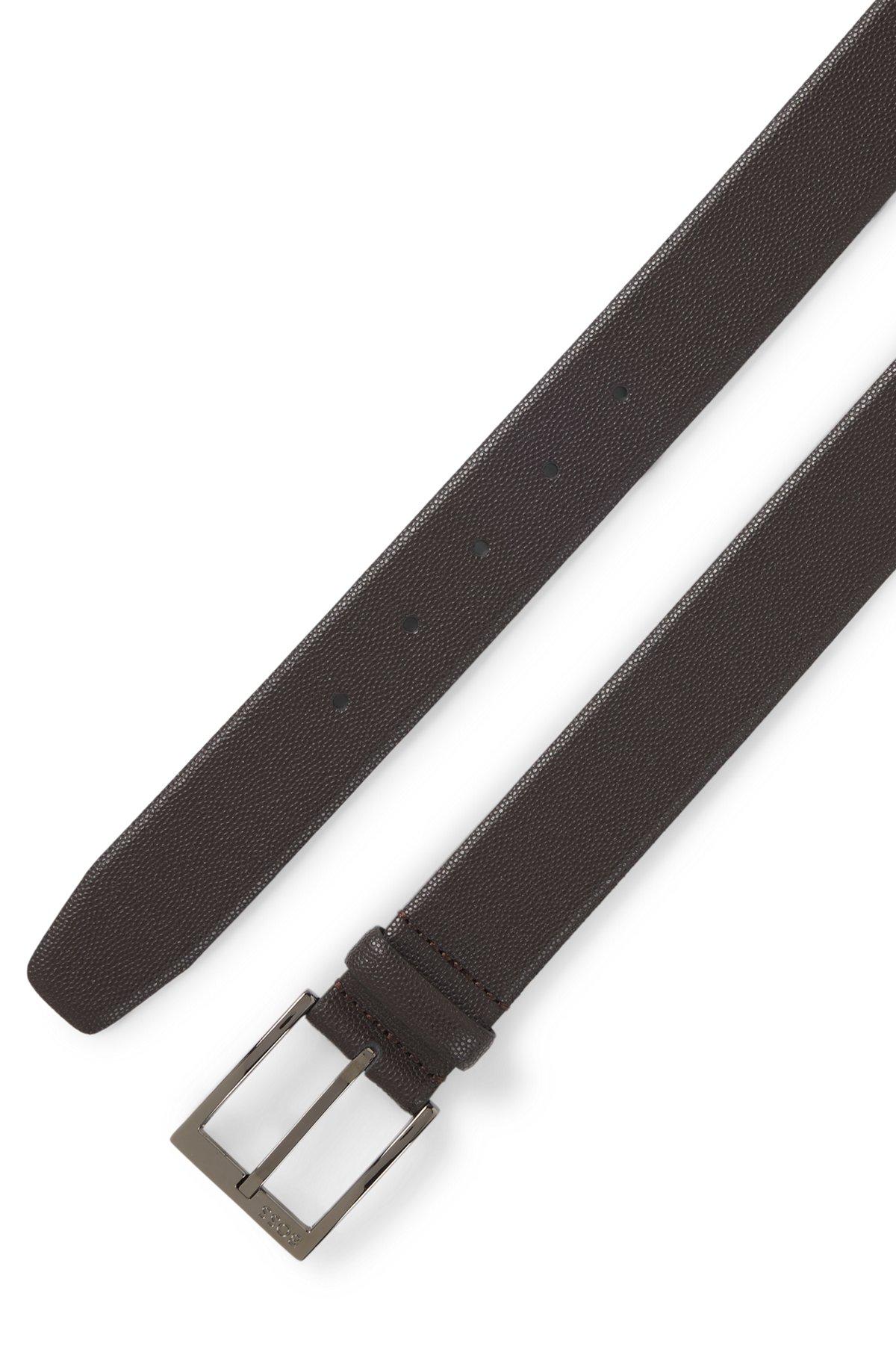 Italian-leather belt with branded buckle Product Image