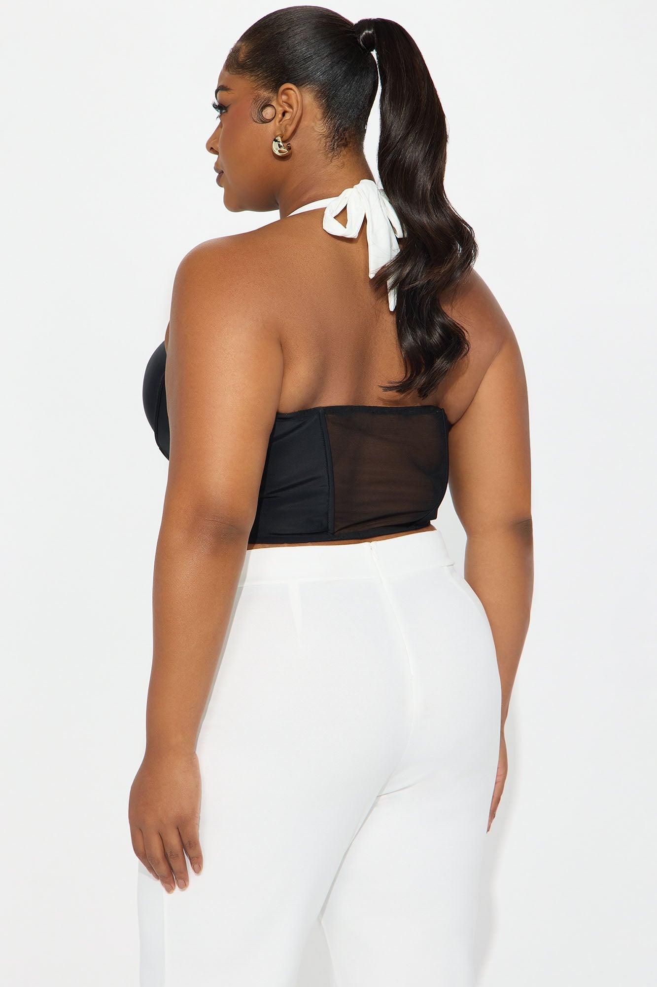 Endless Grace Corset Halter Top - Black/White Product Image