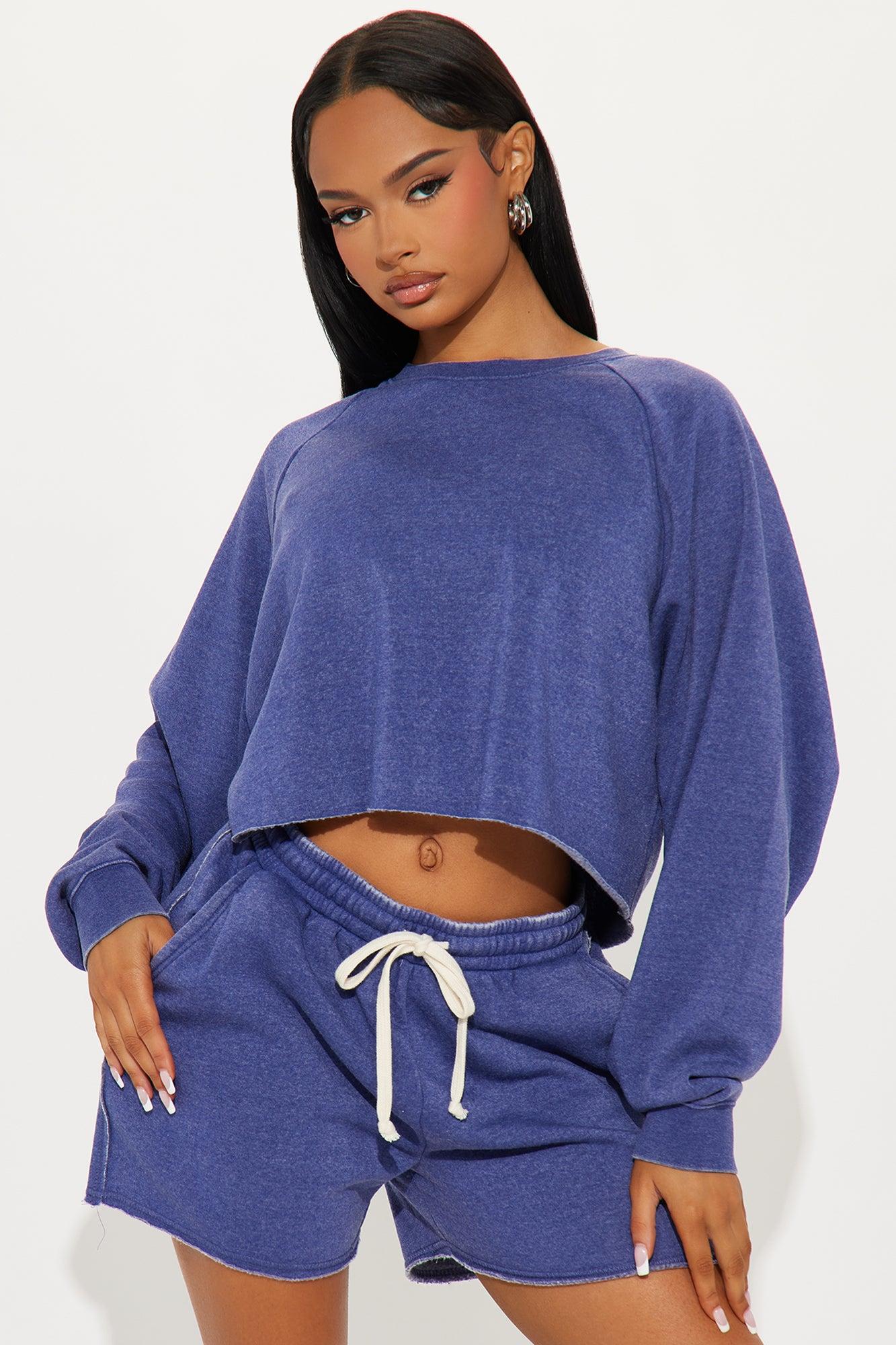 So Soft Washed Fleece Short Set - Indigo Product Image