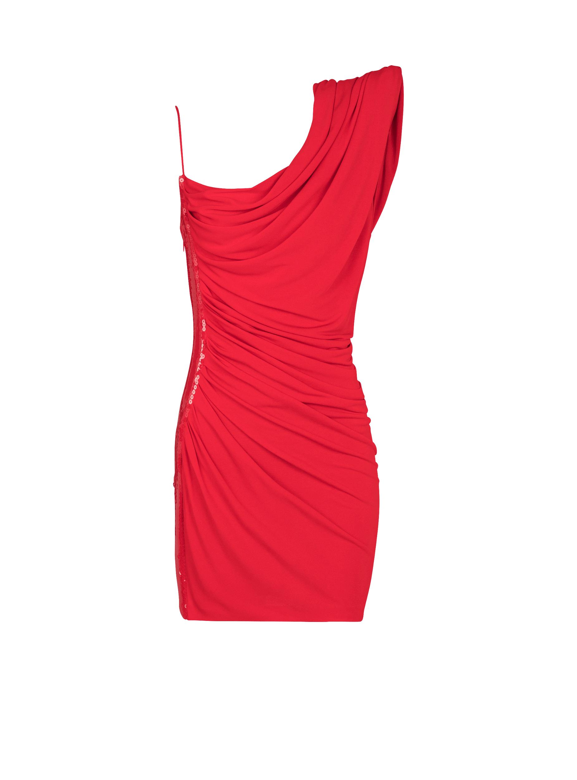 Draped asymmetrical rhinestone dress Product Image