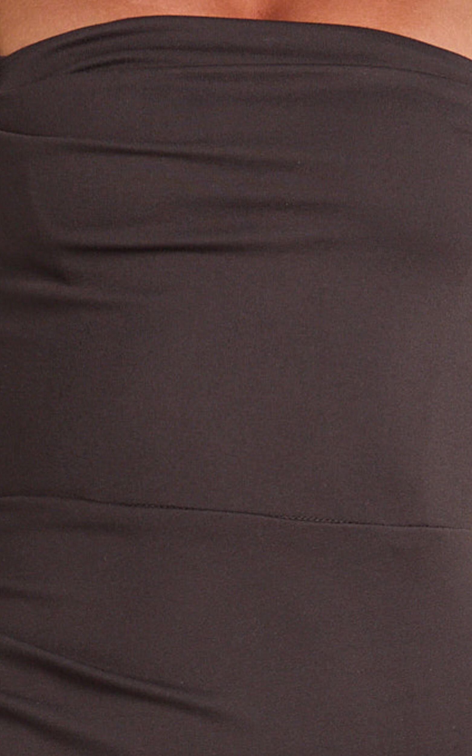 Tiffy Midi Dress - Square Neck Ruched Bodycon Dress in Chocolate Product Image