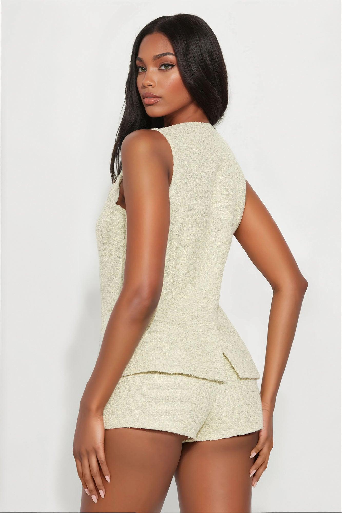 Odette Tweed Micro Short - Sage Female Product Image