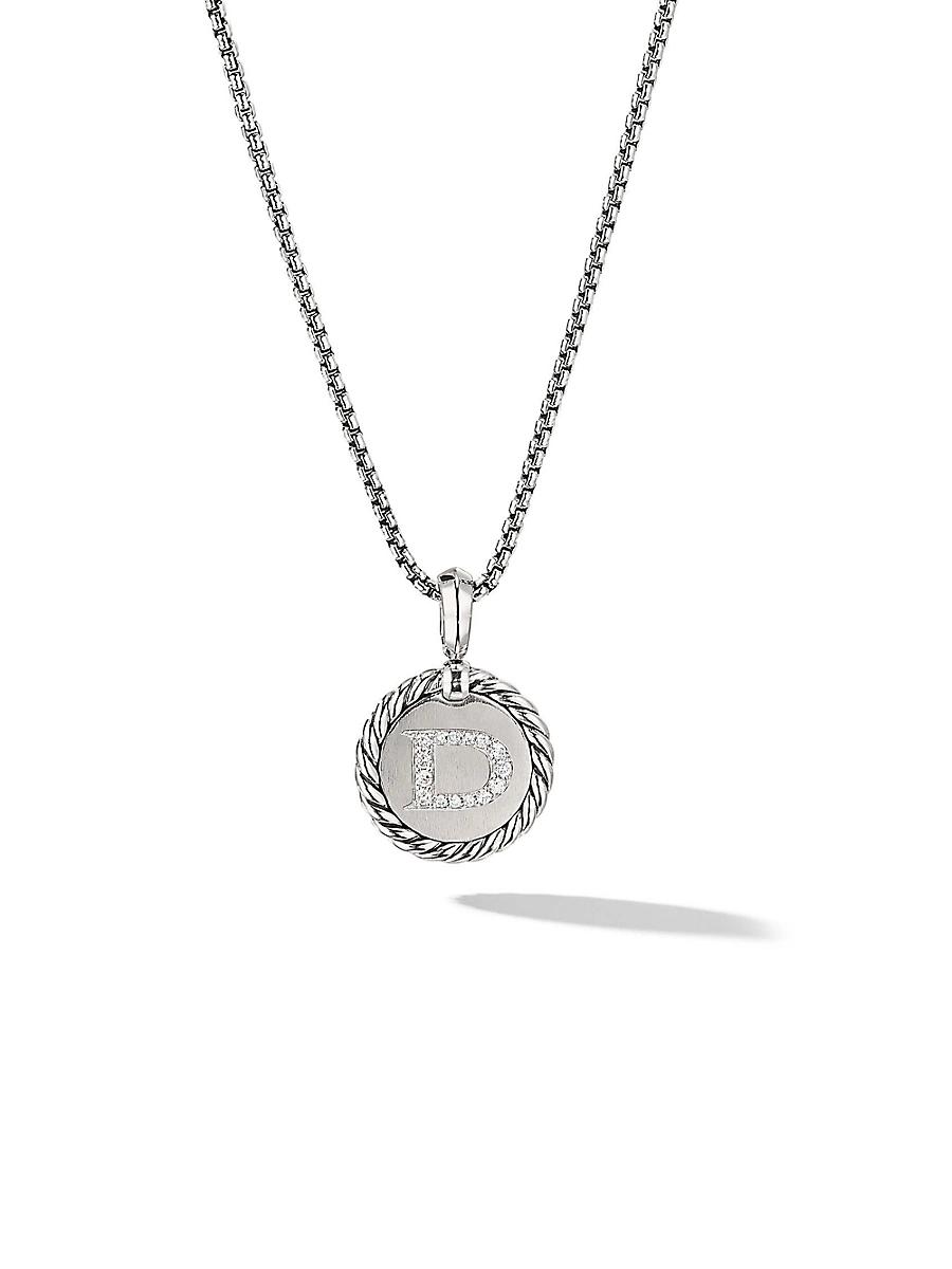 Womens Initial Charm Necklace in Sterling Silver Product Image