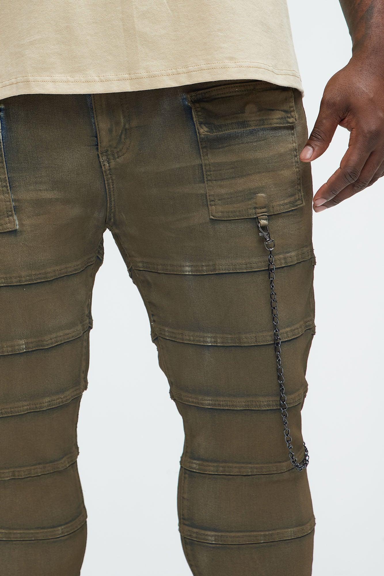 Stacked Slim Flare Paneled Chain Jeans - Vintage Wash Product Image