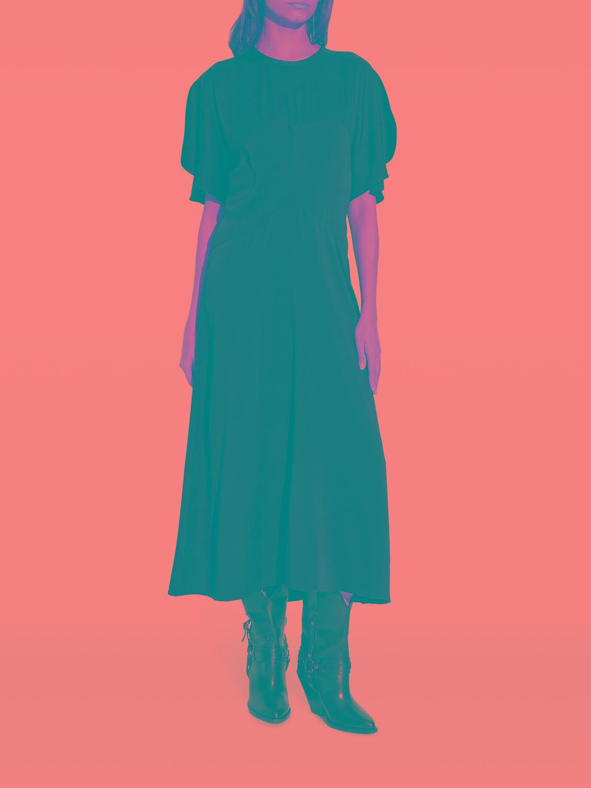 ISABEL MARANT Maxi Dress With Draped Sleeves And Fitted Waistline In Black Product Image