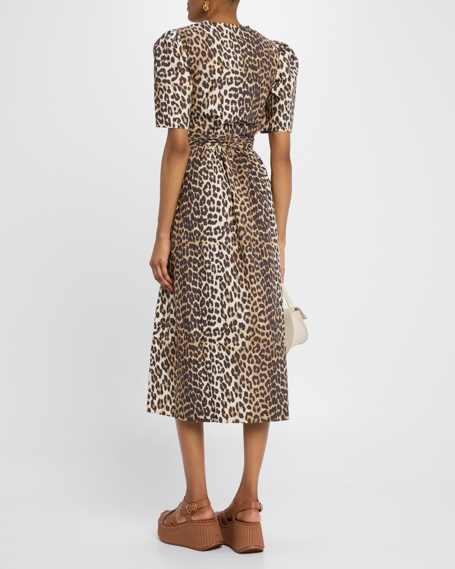 Leopard Tie-Front Midi Dress Product Image
