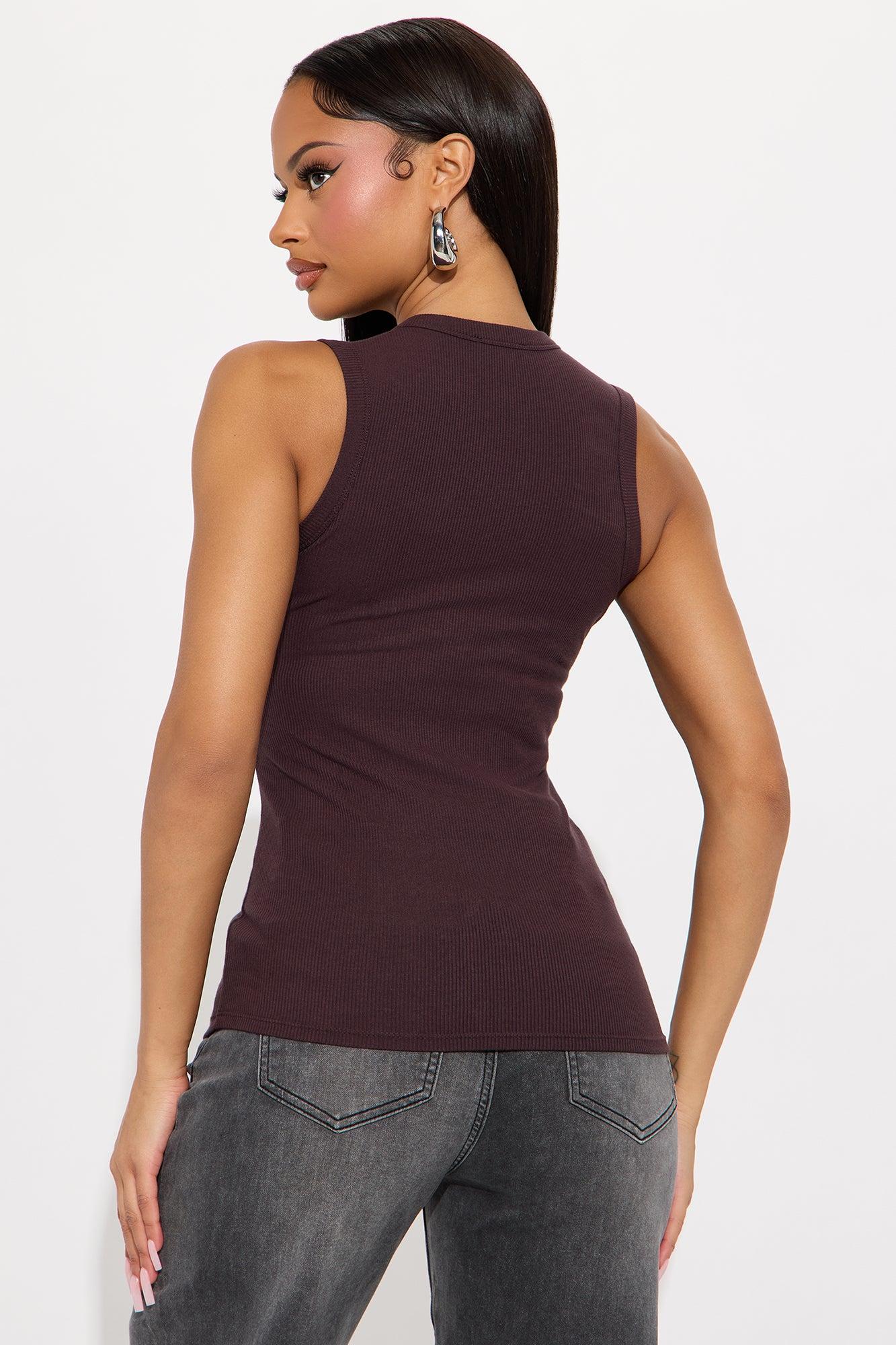 Lily Ribbed Tank - Brown Female Product Image