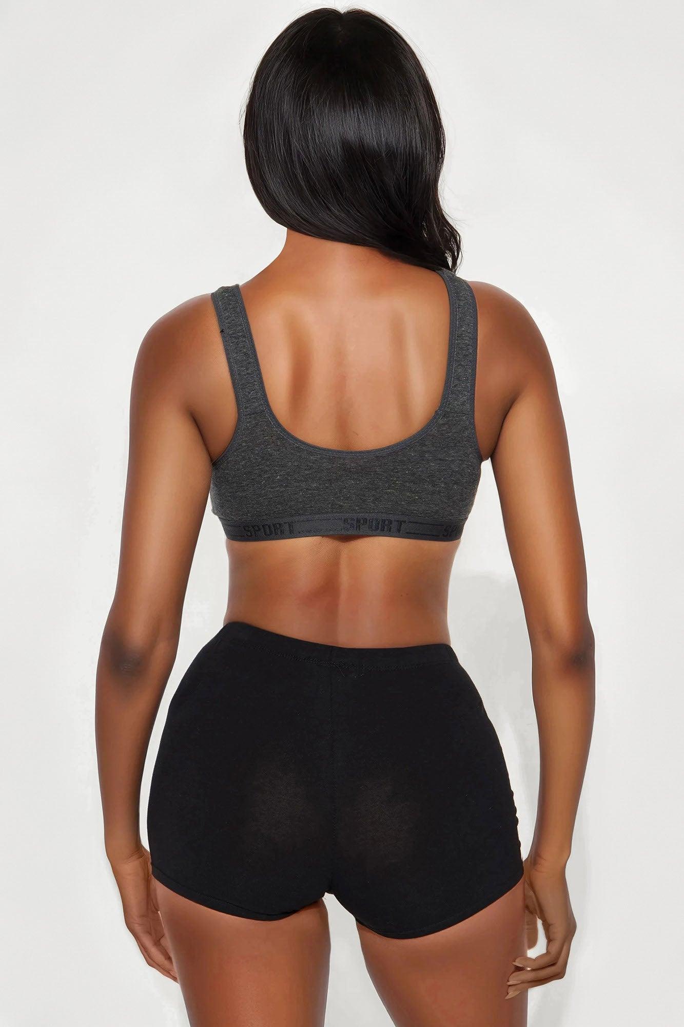 Sporty Look 2 Pack Wireless Molded Cup Cotton Bra - Charcoal/combo Product Image