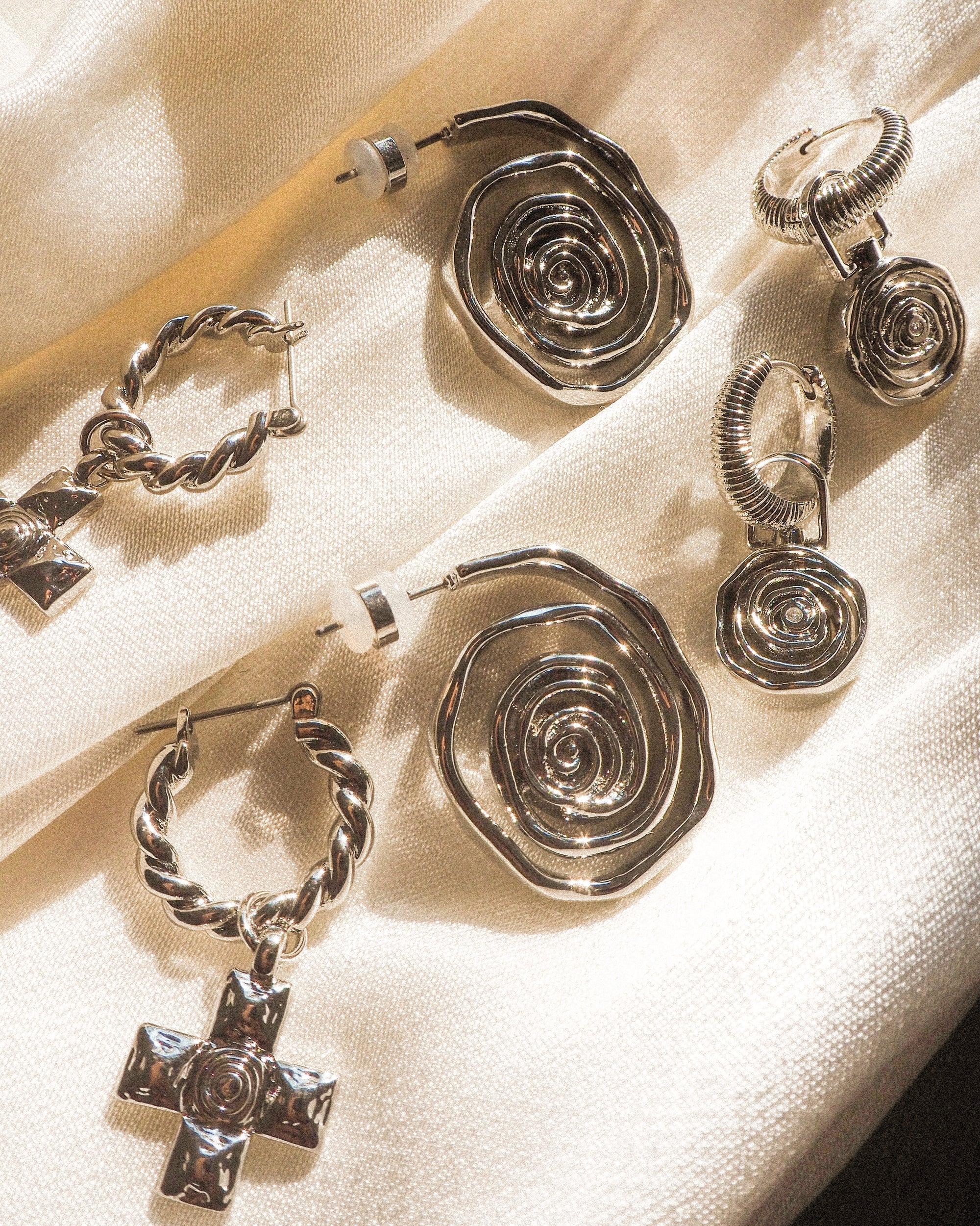 LUV AJ | Rosette Coil Charm Hoop Earrings Product Image