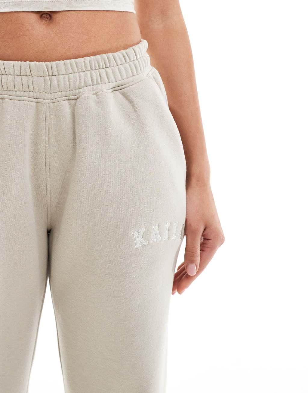 Kaiia wide leg sweatpants in stone Product Image