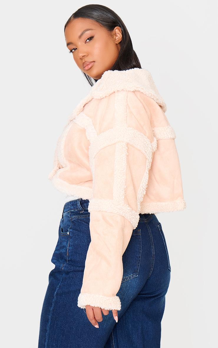 Plus Cream Shearling Trim Crop Aviator Product Image