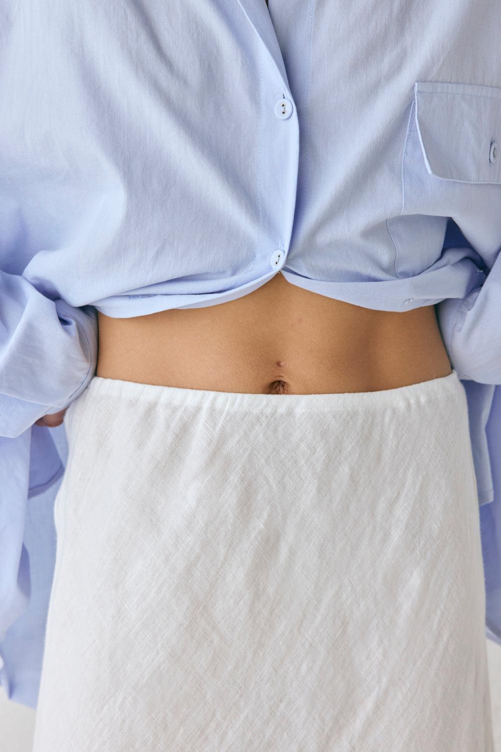 Ena Linen Bias Cut Maxi Skirt White Product Image