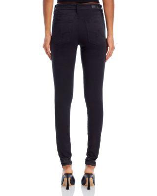 Farrah High-Rise Sateen Skinny Jeans in Black Product Image