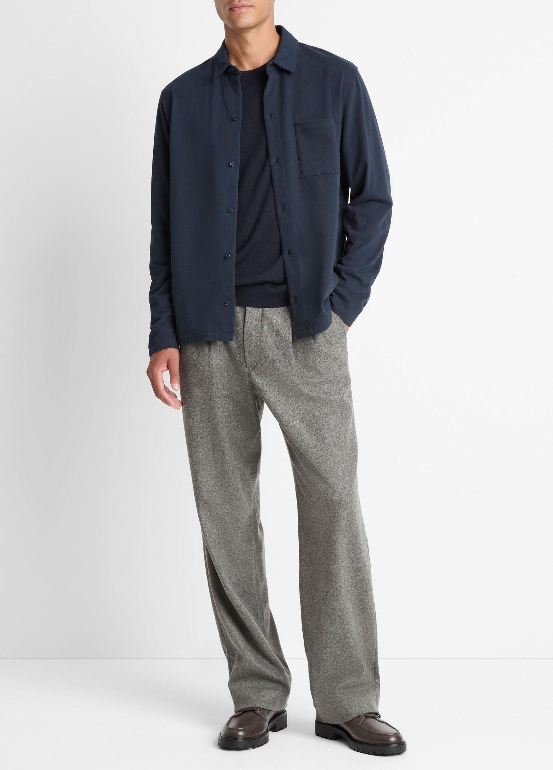 Sueded Cotton Jersey Button-Front Shirt Product Image