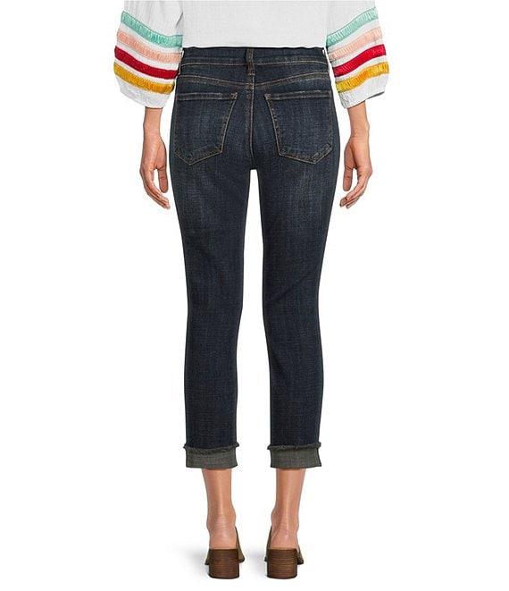 KUT from the Kloth Amy Stretch Denim High Rise Straight Leg Double Button Cropped Jeans Product Image