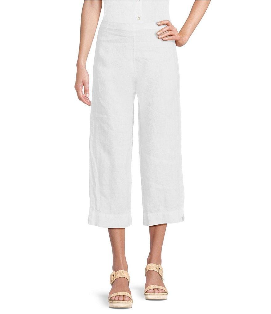 Bryn Walker Light Linen Slim Straight Pull-On Crop Pants Product Image