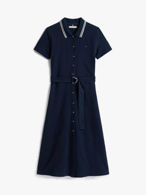 Belted Stretch Pique Polo Midi Dress Product Image