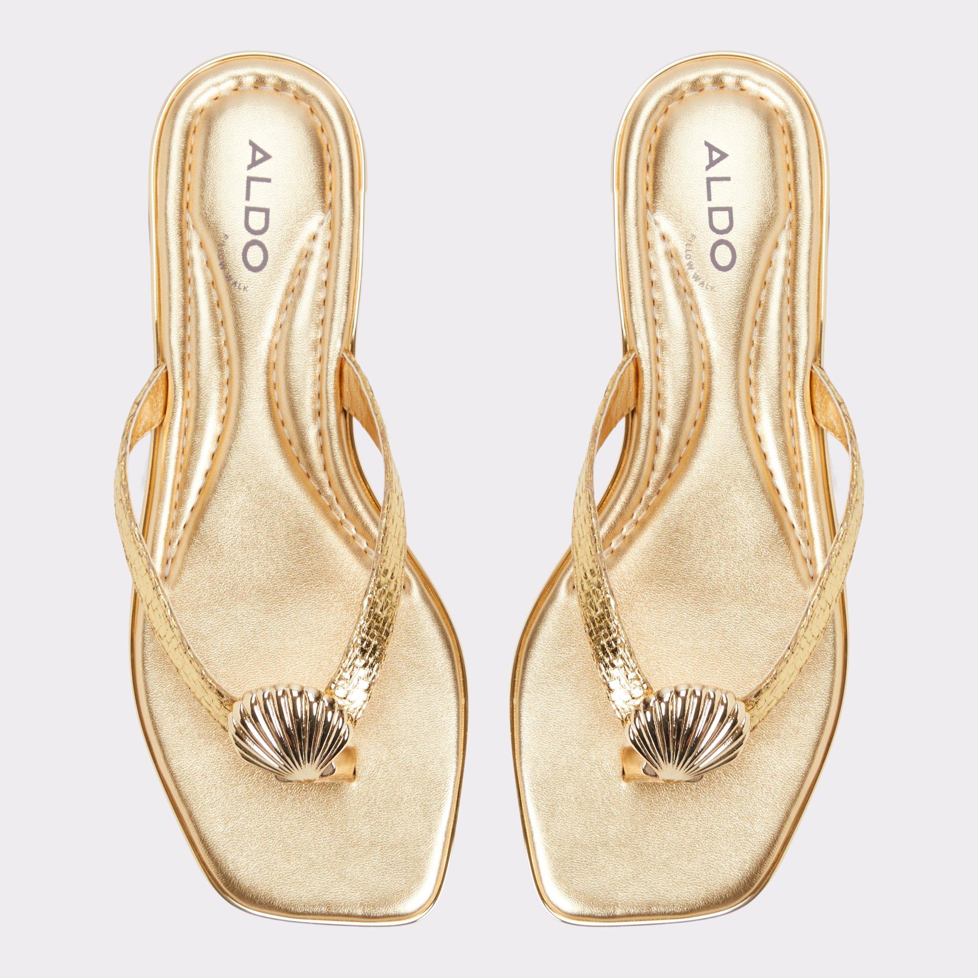 ALDO Conchiglia - Women's Flat Sandals - Gold, Size 6 Product Image