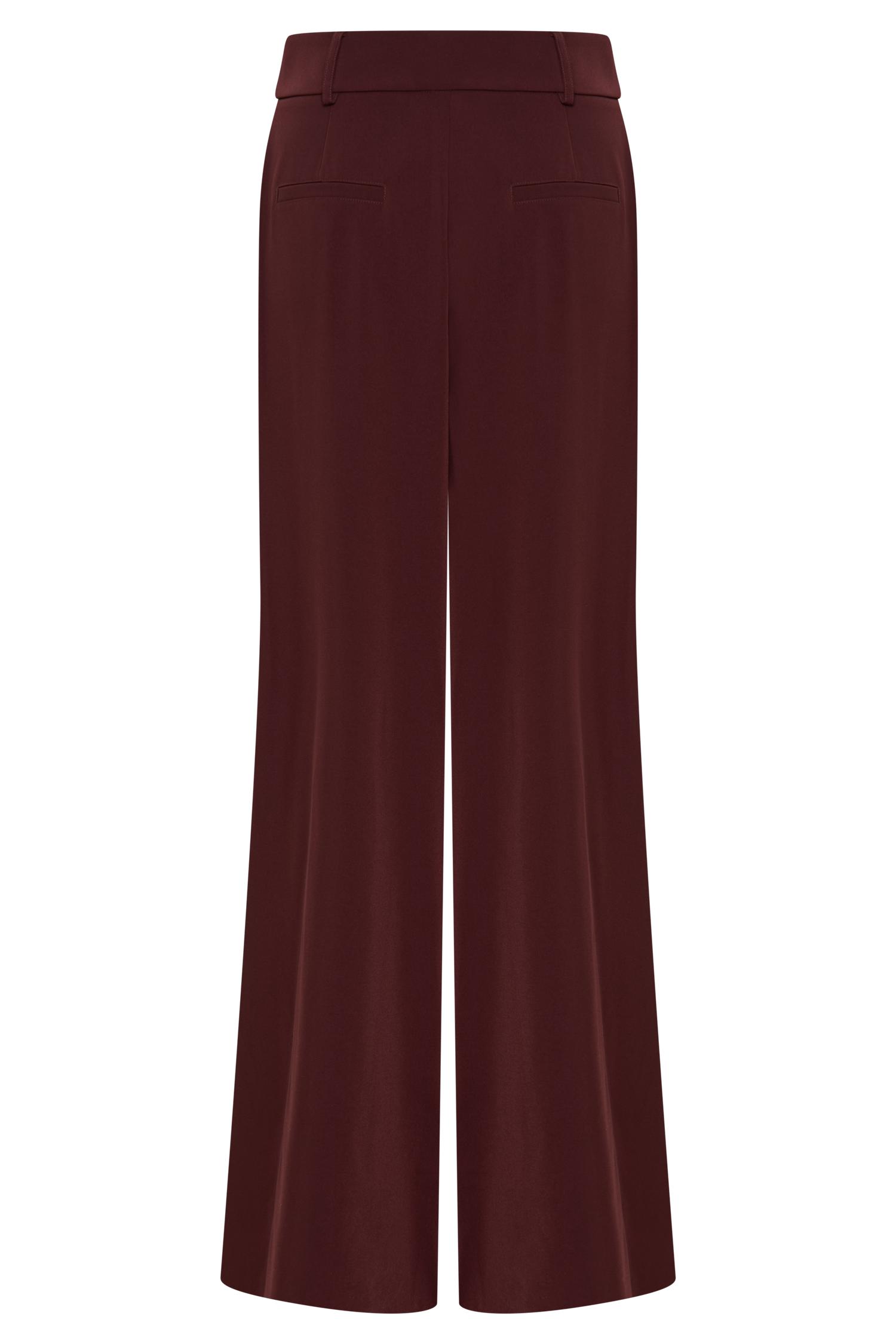 Jacqueline Pleated Wide Leg Pants - Mahogany Product Image