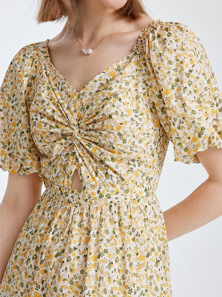 Floral Puff Sleeve Dress Product Image