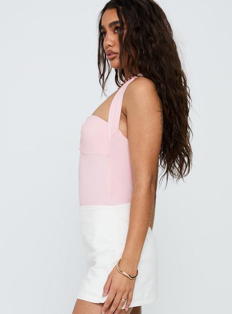 Swaying Buckle Detail Bodysuit Pink Product Image