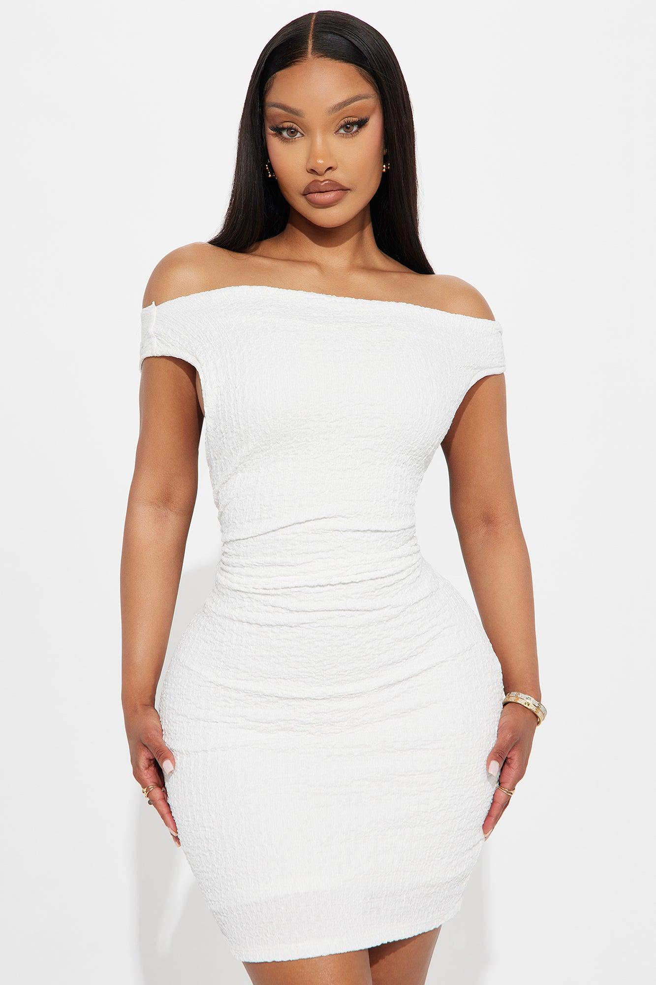 Marie Textured Midi Dress - Off White Product Image