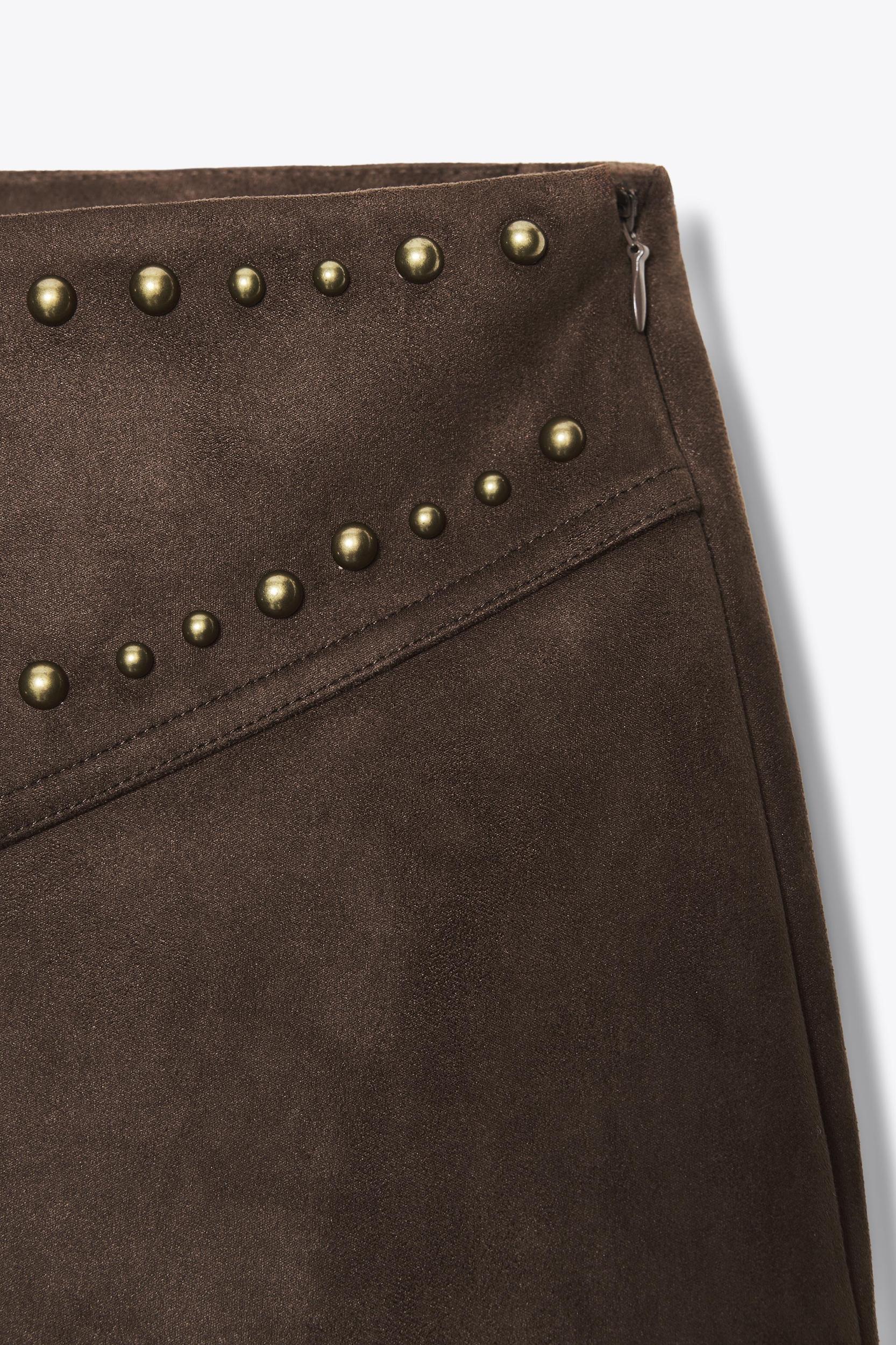 FAUX SUEDE STUDDED FLARE PANTS Product Image
