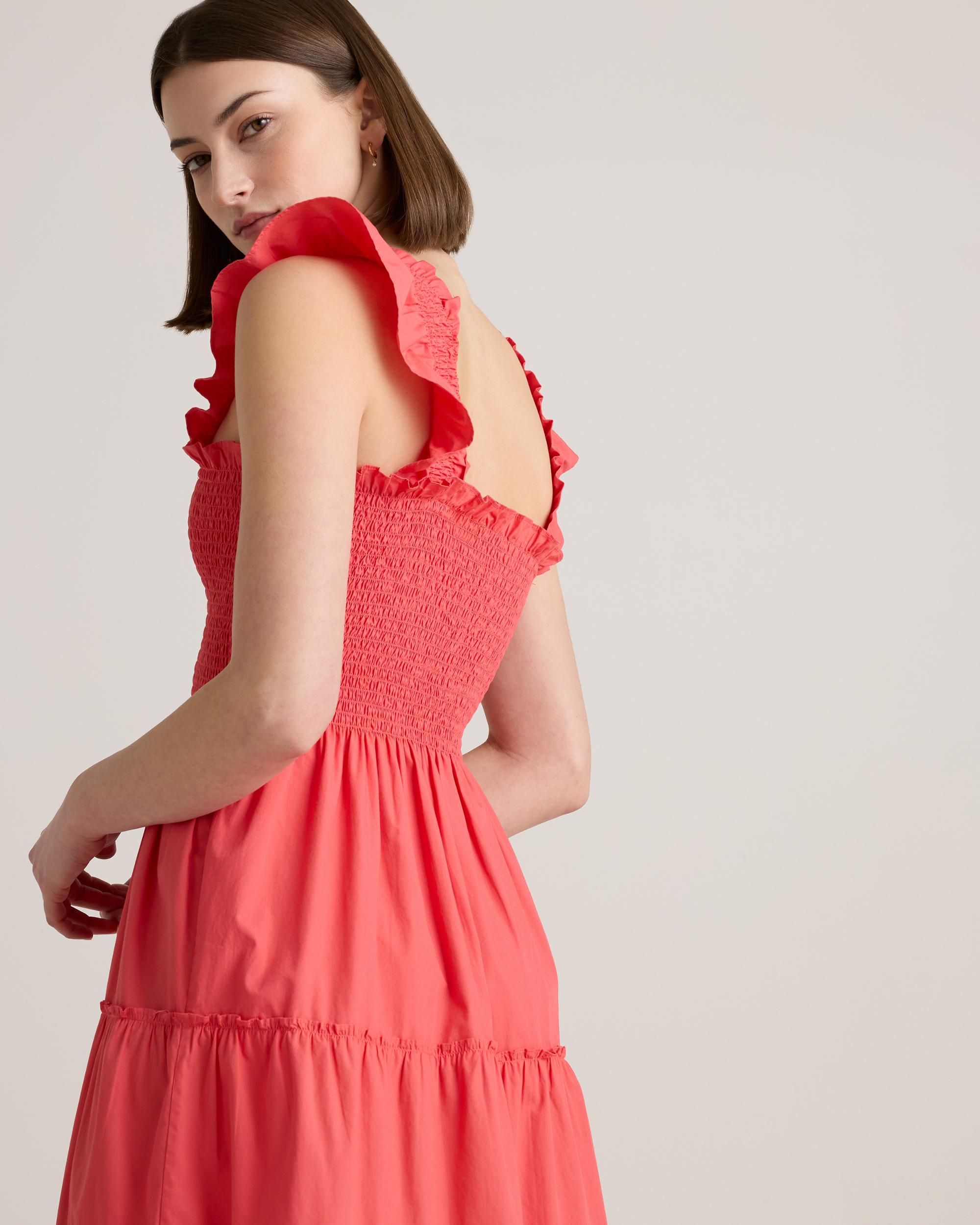 Quince | Women's Poplin Smocked Midi Dress Organic Cotton Product Image