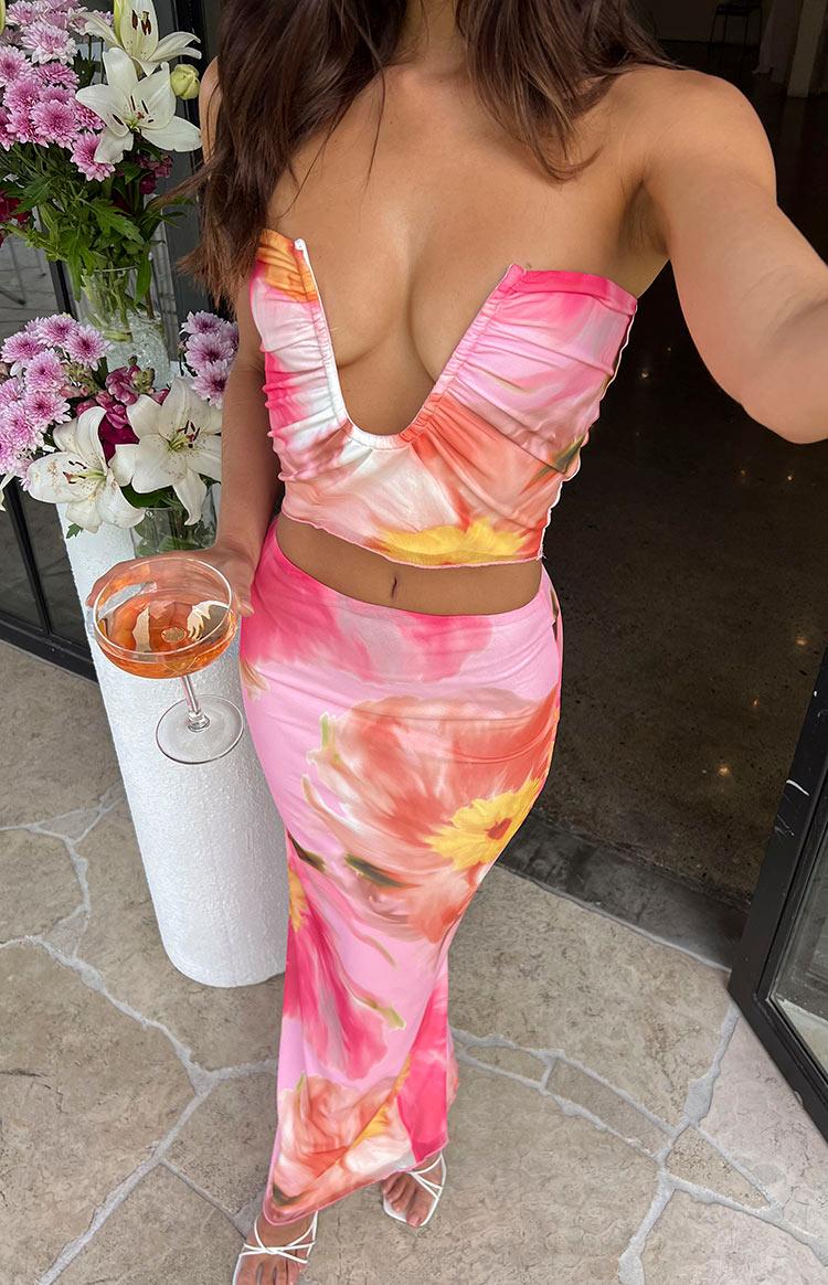 Esha Pink Floral Maxi Skirt Baby Product Image