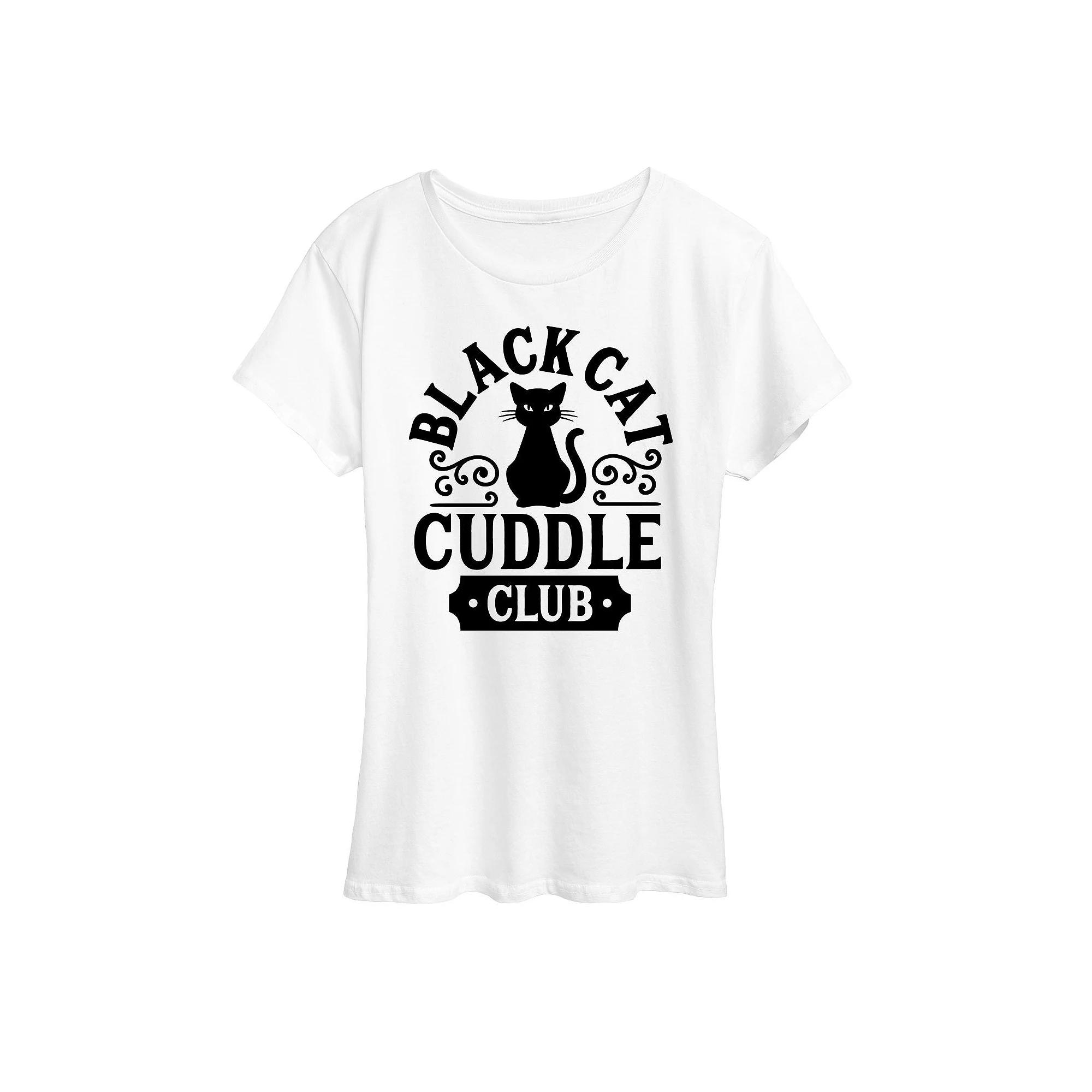 Women's Black Cat Cuddle Club Halloween Tee, Girl's,  Product Image
