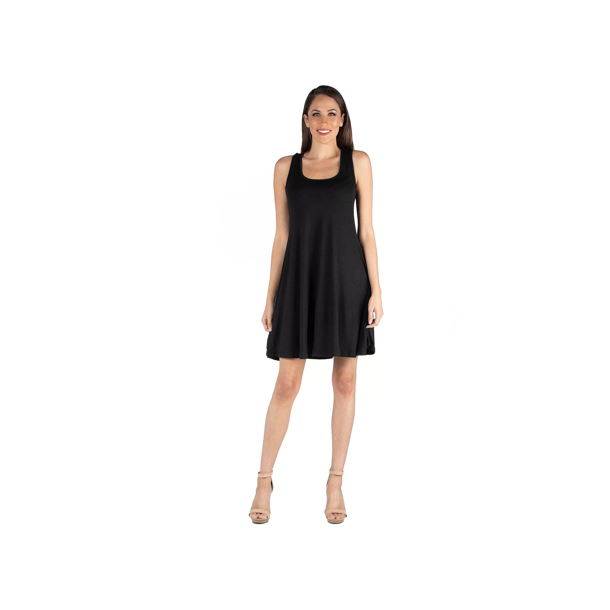 Women's 24seven Comfort Apparel Sleeveless A-Line Fit and Flare Dress, Size: XL, Black Product Image