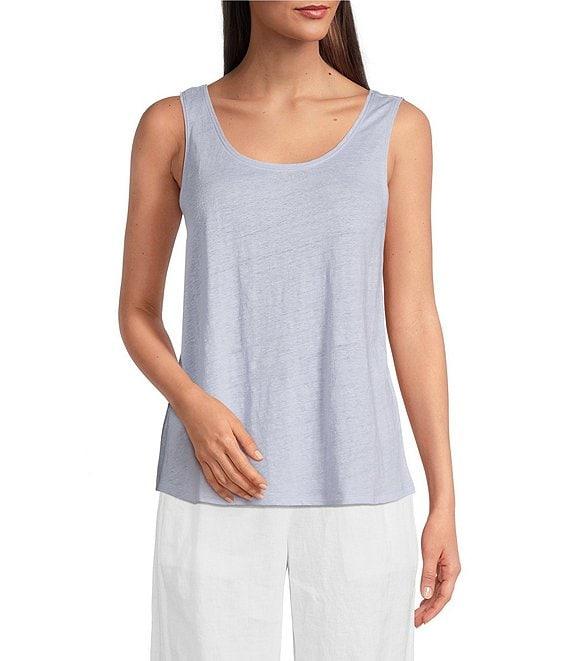 Eileen Fisher Organic Linen Jersey Scoop Neck Sleeveless Tank Product Image