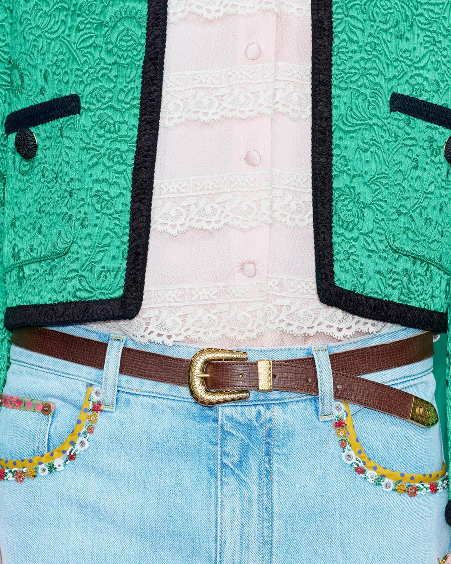 V-Logo Engraved Leather Belt Product Image