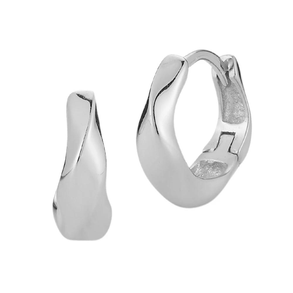 Sunkissed Sterling Wave Huggie Hoop Earrings, Women's, Silver Tone Product Image