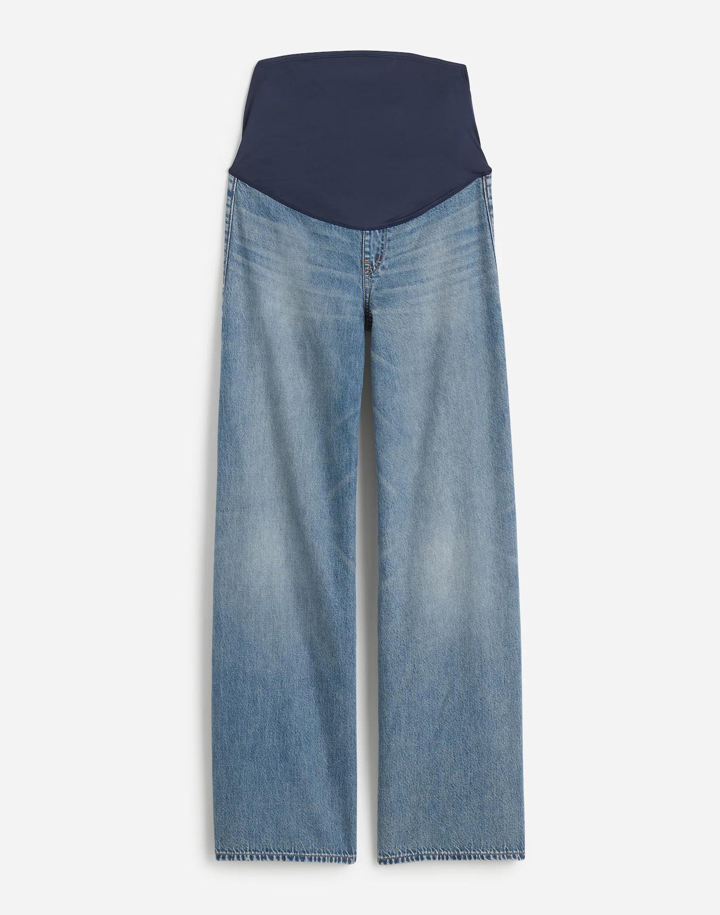 Maternity Over-the-Belly Superwide-Leg Jeans in Billings Wash: Airy Denim Edition Product Image