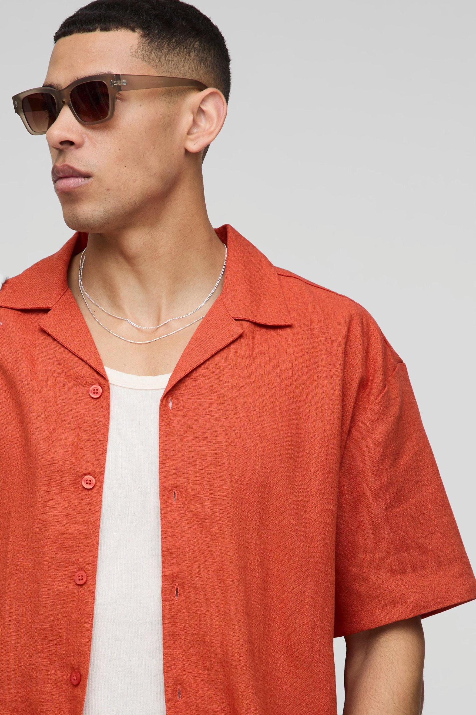 Oversized Linen Blend Shirt | boohooMAN USA Product Image