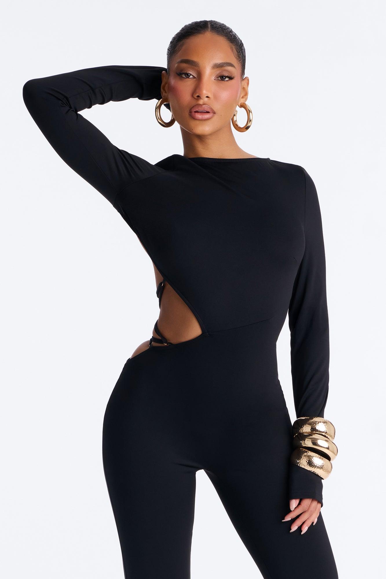 Lee Lace Up Skinny Leg Jumpsuit - Black Female Product Image