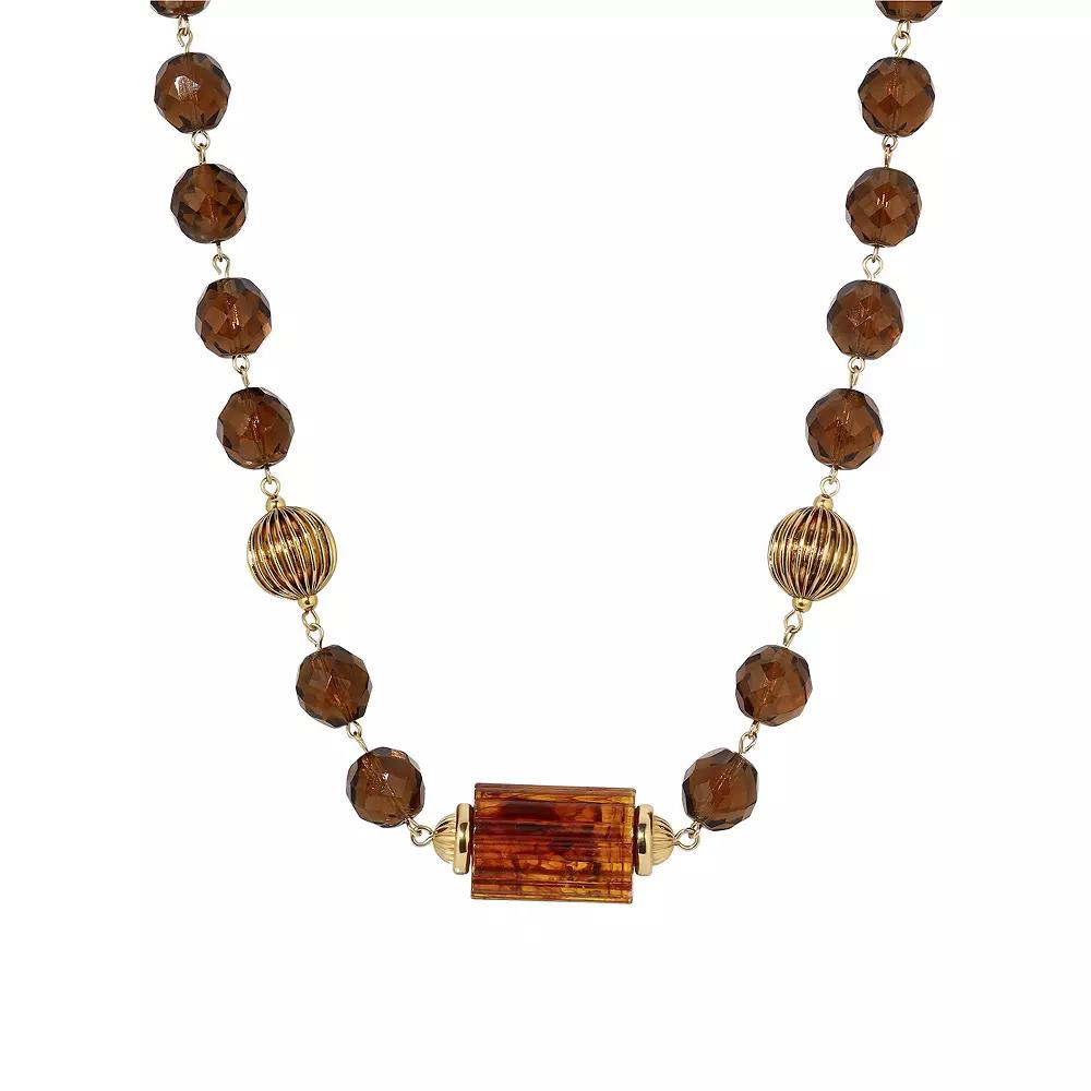 1928 Glass Bead Collar Necklace, Womens, Brown Product Image