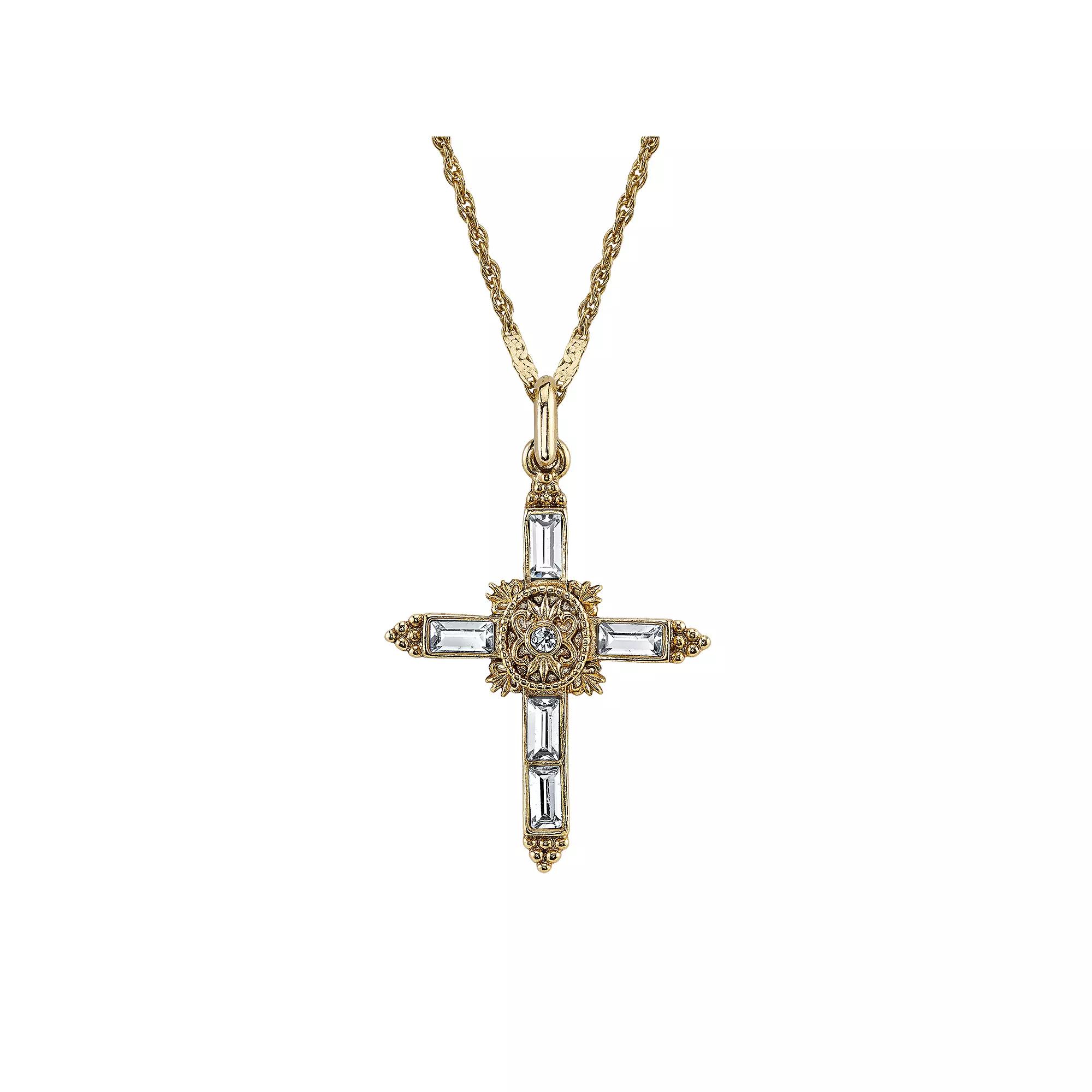 Symbols of Faith Simulated Crystal Cross Pendant, Womens Silver Tone Product Image