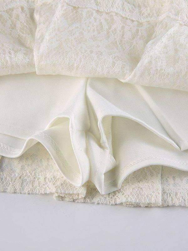 A Line Pleated Lace Mini Skirt Product Image