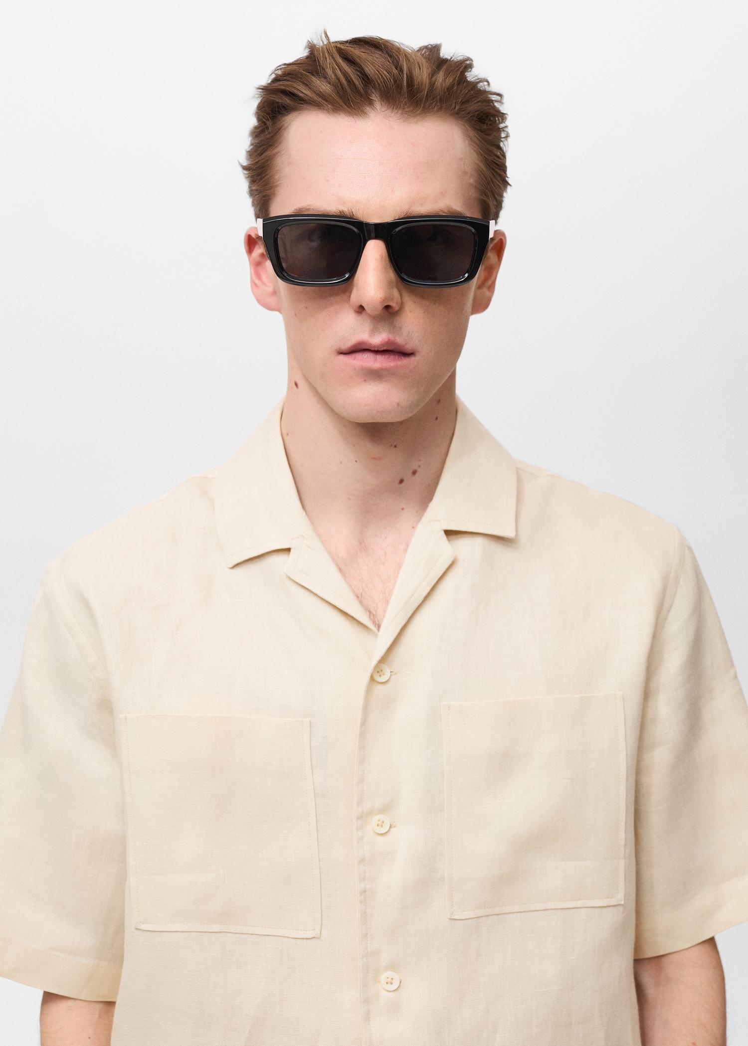 100% linen bowling-collar shirt - Men | MANGO USA Product Image