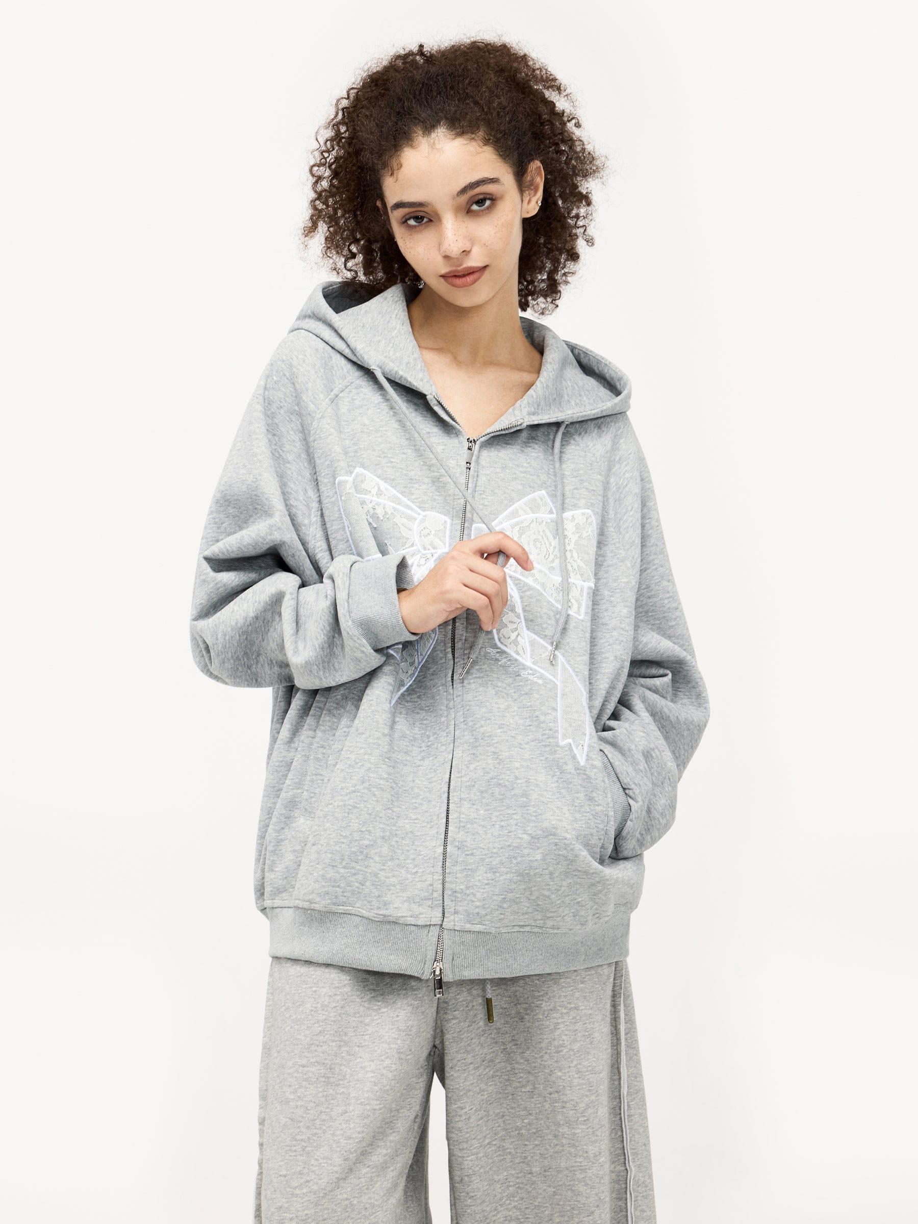 Aelfric Eden Lace Bow Zip Up Hoodie Product Image