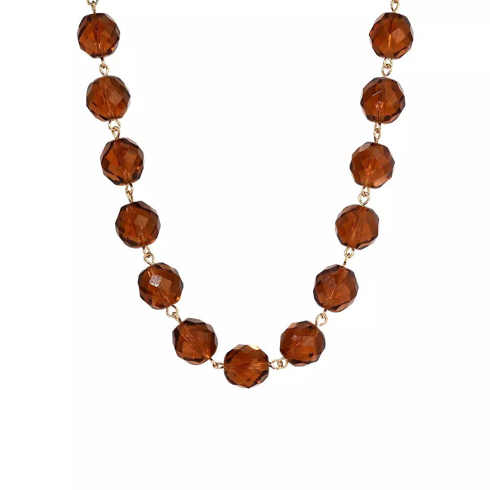 1928 Faceted Glass Bead Strand Necklace, Womens, Brown Product Image