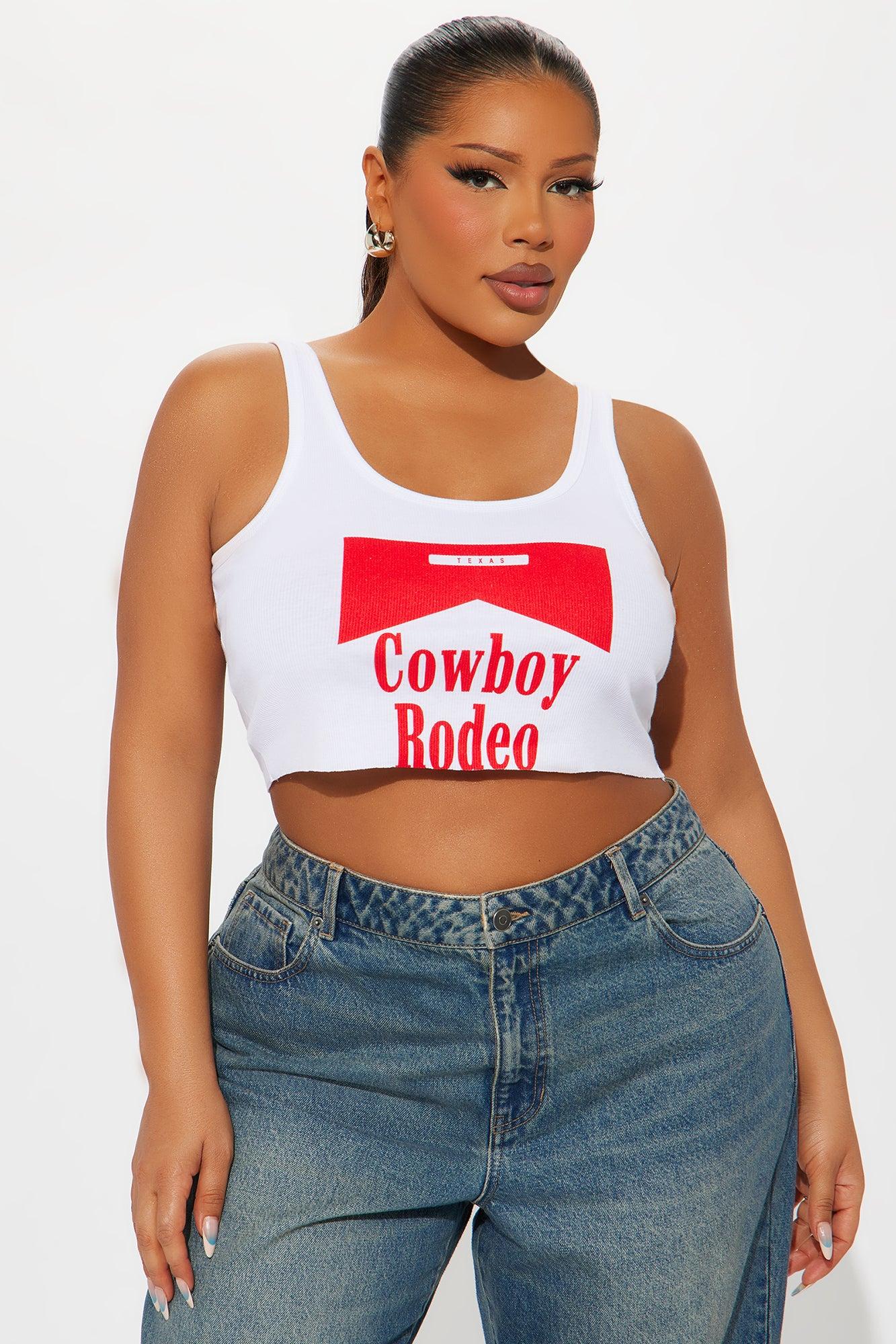 Cowboy Rodeo Ribbed Tank Top - White Female Product Image